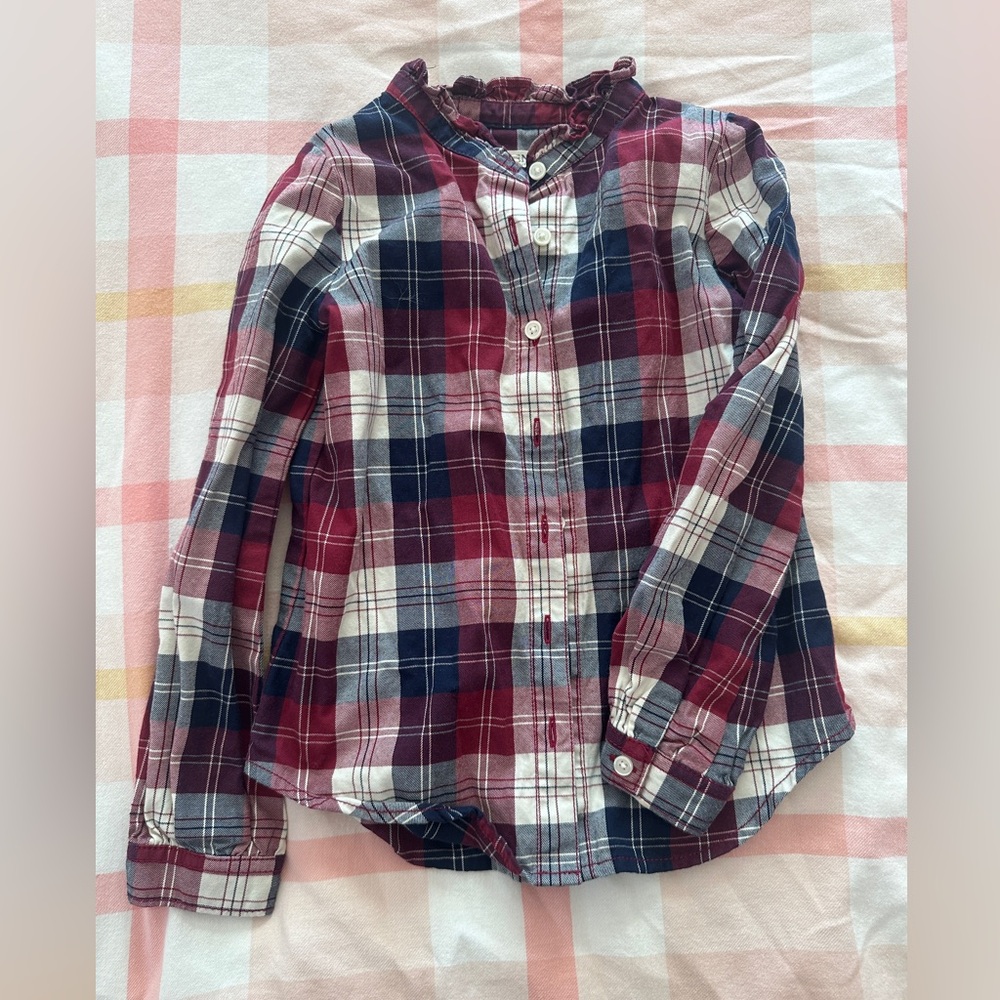 Plaid Button Down Kids Shirt - Red, Blue, White